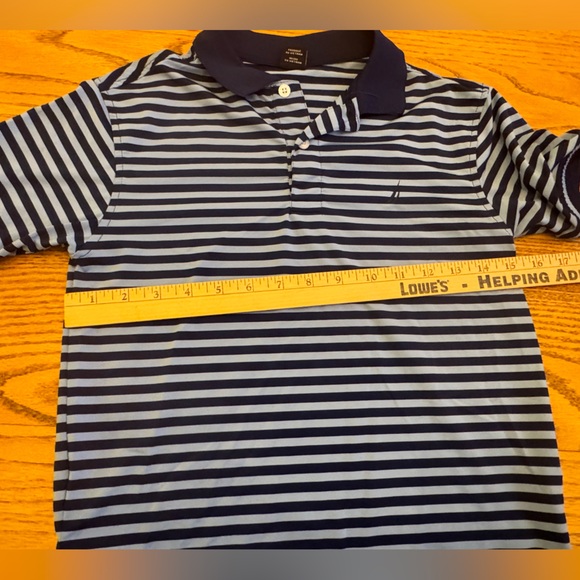 Nautica Boys Polo Golf Shirt Size 8 Blue Striped Performance - Picture 6 of 6